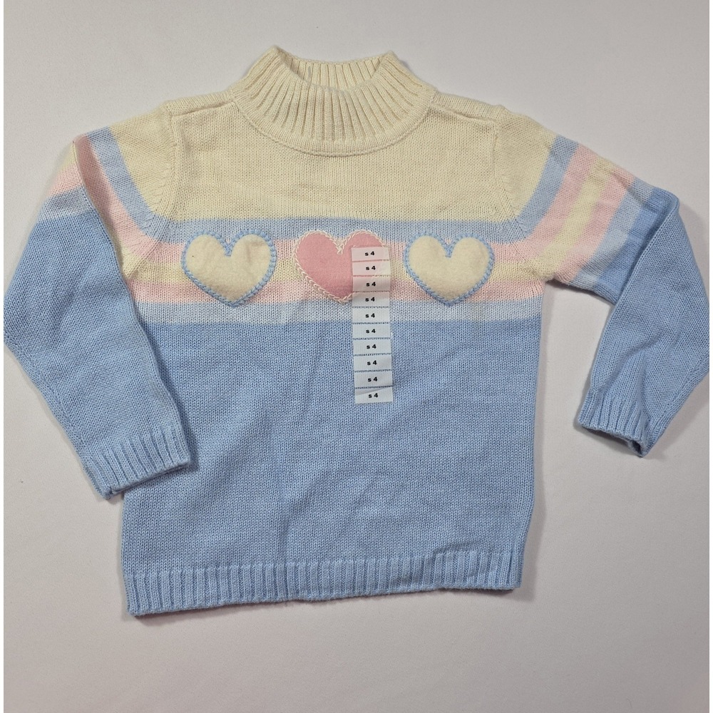 Vintage Y2K High Sierra Girls Sweater Size 4 NWT Hearts Pastel Knit